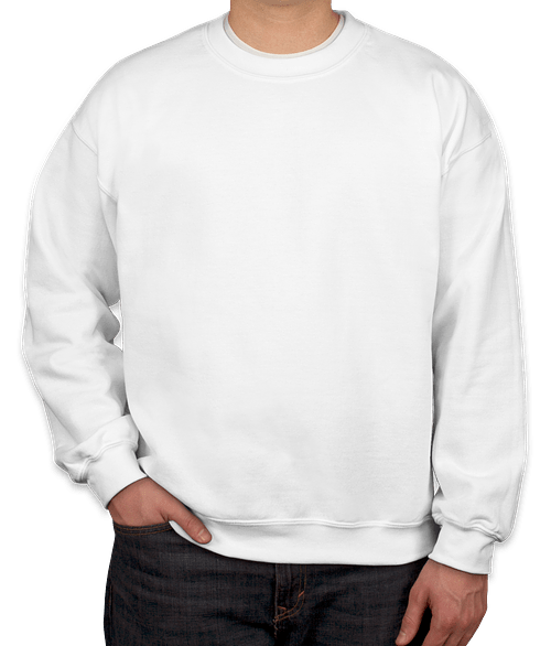 Custom Gildan Midweight 50/50 Crewneck Sweatshirt in White — undecorated garment