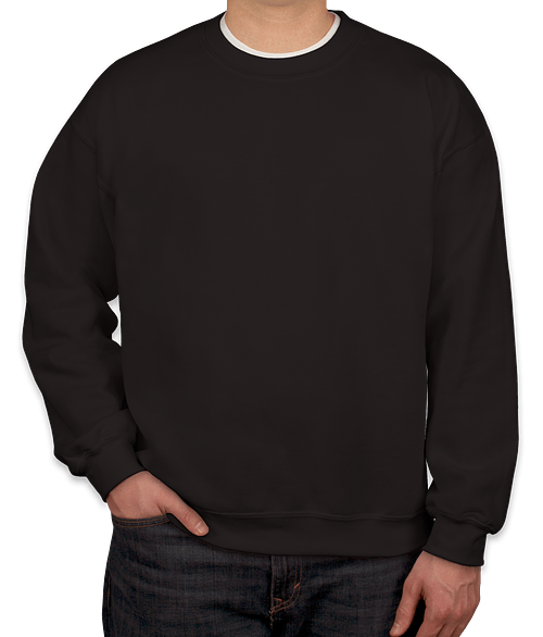 Custom Gildan Midweight 50/50 Crewneck Sweatshirt in Black — undecorated garment