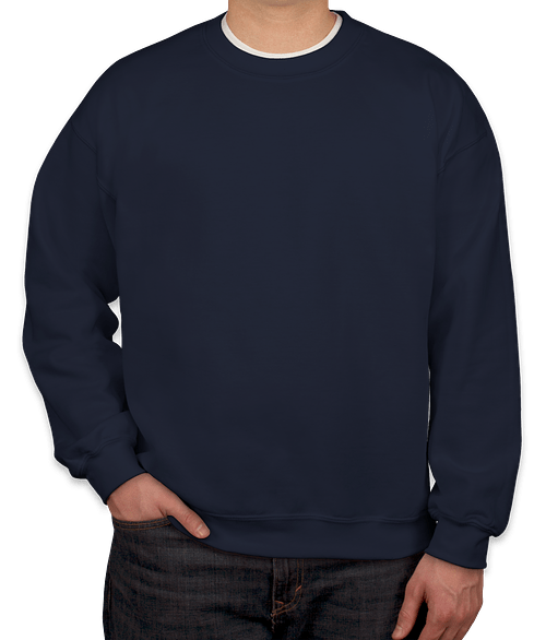 Custom Gildan Midweight 50/50 Crewneck Sweatshirt in Navy — undecorated garment