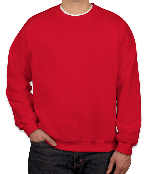 Custom Gildan Midweight 50/50 Crewneck Sweatshirt in Red — undecorated garment