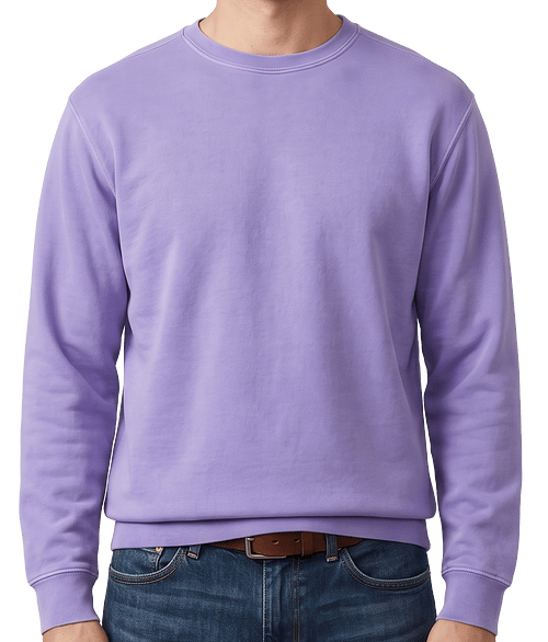Custom Comfort Colors Crewneck Sweatshirt in Violet — undecorated garment