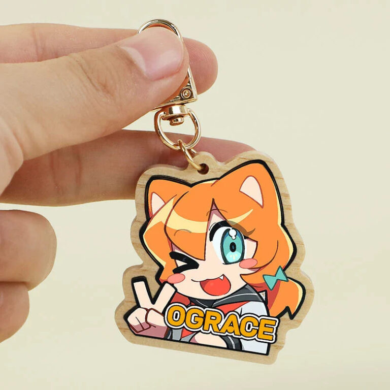 Custom Printed Natural Wood Keychains actual product photo