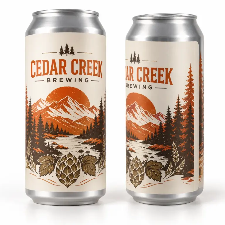 Custom printed white labels applied to silver brite cans