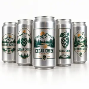 Custom printed metallic silver labels applied to silver brite cans