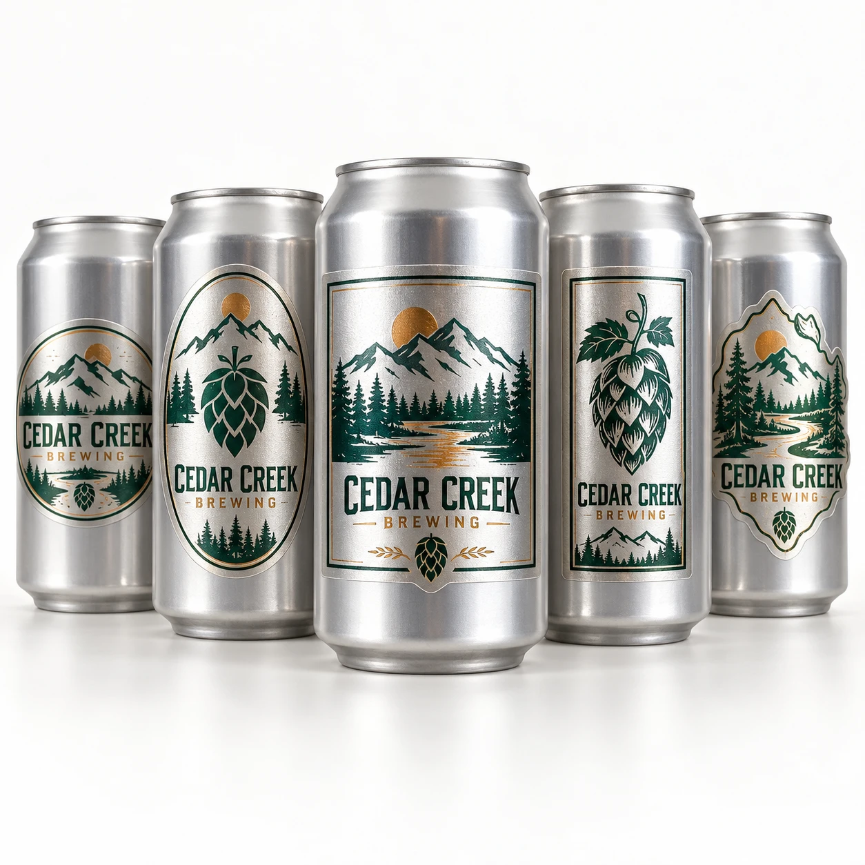 Custom printed metallic silver labels applied to silver brite cans