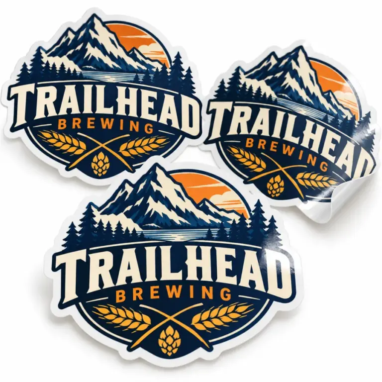 Custom Brewery Vinyl Stickers with illustrative custom brewery artwork